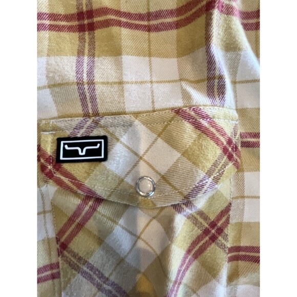 Kimes Ranch Flannel Western Shirt Womens NWT Sz S Gold Plaid Snap Button… - Picture 5 of 8
